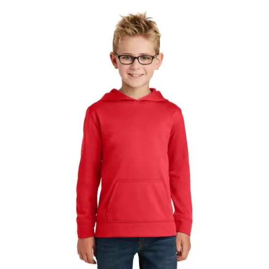 Port & Company&reg; Youth Performance Fleece Pullover Hooded Sweatshirt Red {4}