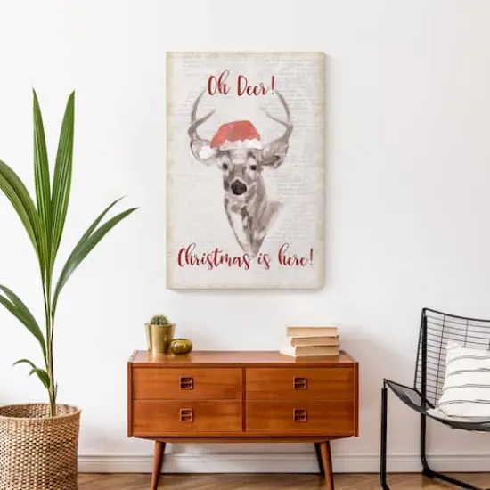 Oh Deer Christmas Here Canvas Wall Art {6}
