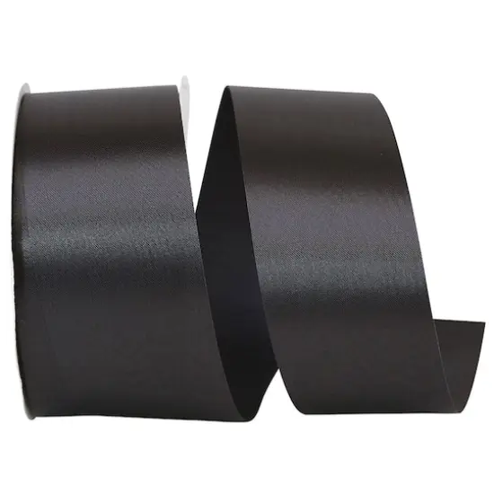 JAM Paper 1.875" x 50yd. Single Face Satin Allure Ribbon Gunmetal Gray {1}