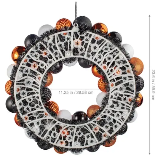 23.5" Orange, Black & White Ghost & Ornament Wreath by Ashland&reg; {5}