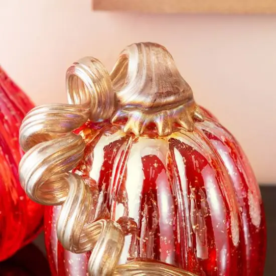 Glitzhome&reg; Red Glitter Glass Gourd {7}