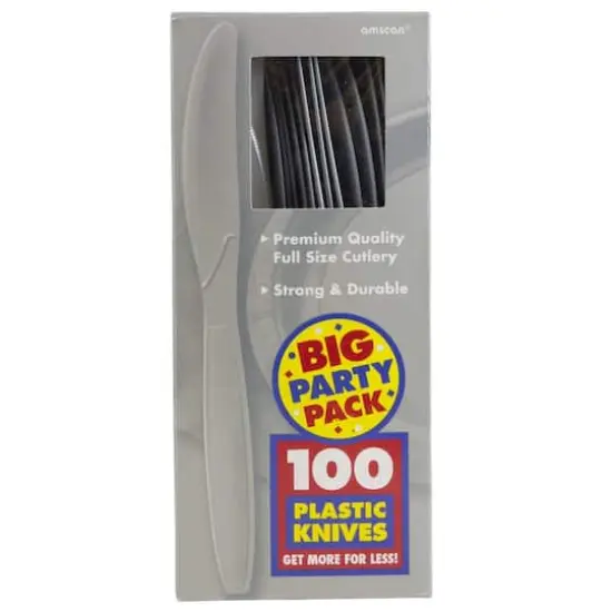 JAM Paper Premium Plastic Knives, 100ct. Silver {3}