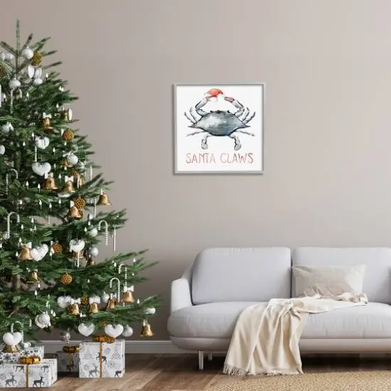 Stupell Industries Santa Claws Holiday Crab Framed Giclee Art Gray {3}
