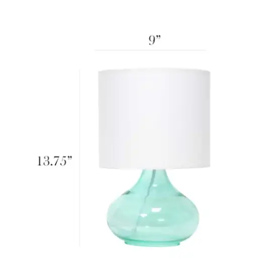 Simple Designs&trade; 14" Glass Raindrop Table Lamp with White Shade Aqua with White Shade {4}