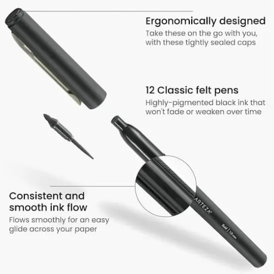 Arteza&reg; Black Bold Tip Classic Felt Pens, 12ct. {3}