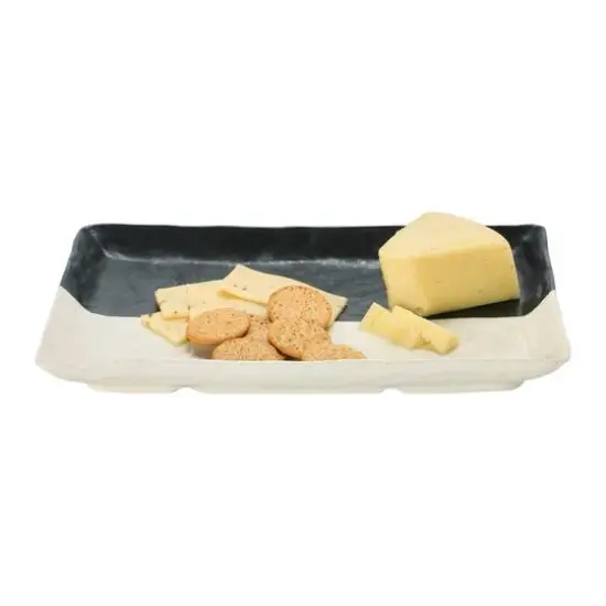 Hello Honey&reg; 14" Black & White Stoneware Plates with Reactive Glaze, 2ct. {5}