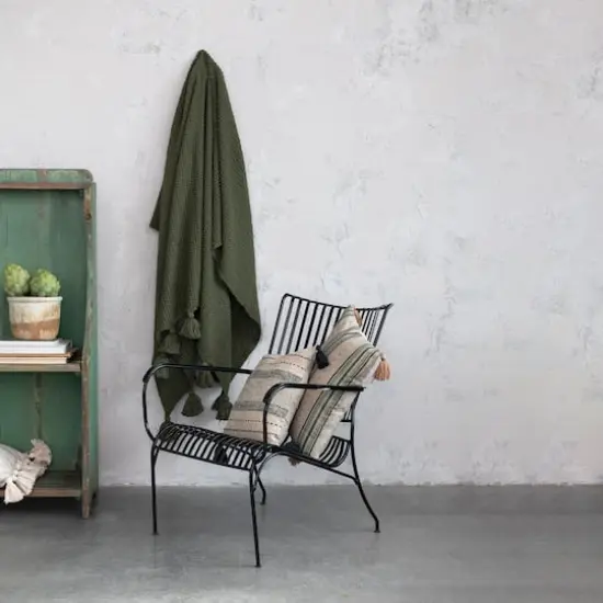 Hello Honey&reg; Olive Green Knit Throw Blanket with Tassels {5}