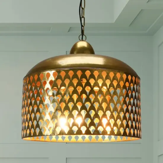 Hello Honey&reg; 20" Vintage Brushed Gold Metal Ceiling Light {3}