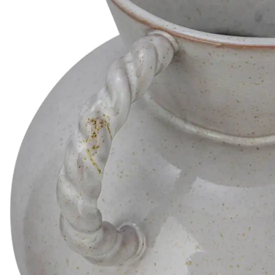 Hello Honey&reg; 9.25" Cream Reactive Glaze Stoneware Vase with Twisted Handle {8}