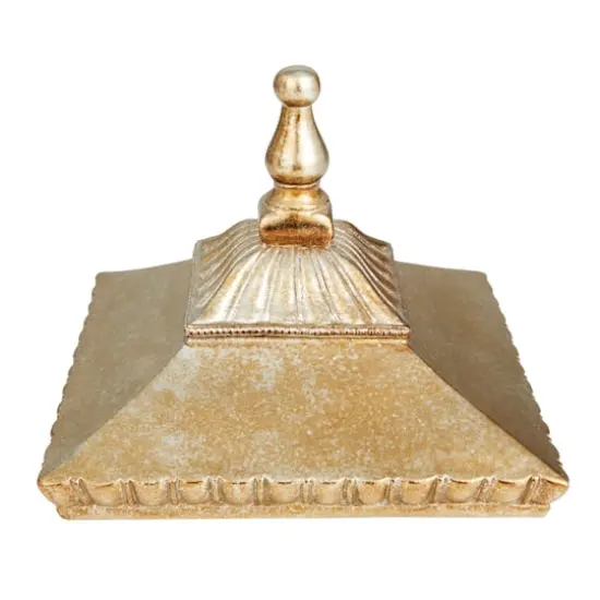 12" Gold Square Traditional Decorative Jar {5}