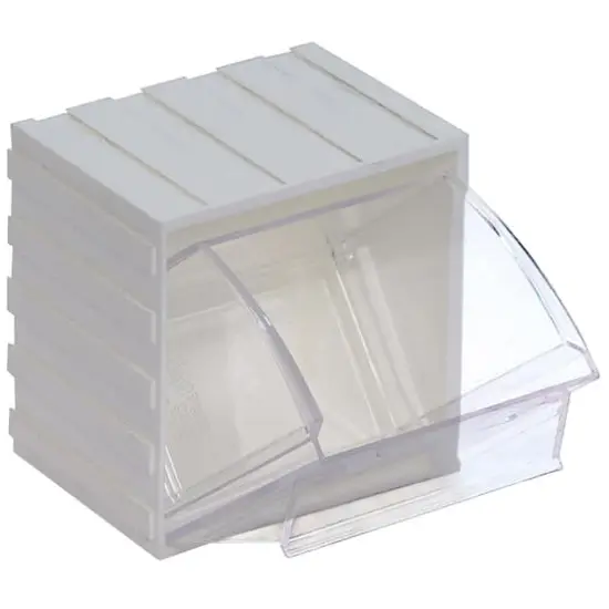 Quantum Storage Systems&reg; 3.625" x 4.25" White & Clear Individual Tip Out Bin {1}