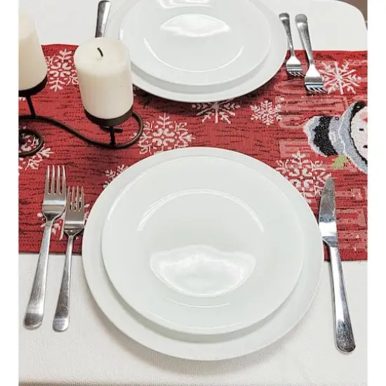 Wizardi 13.75" x 67" Snowman Christmas Red Table Runner {6}