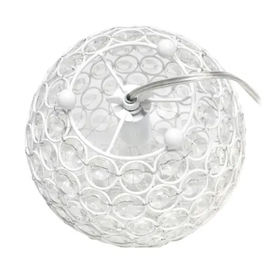Lalia Home 8" Medium Metal Crystal Round Orb Table Lamp White {12}