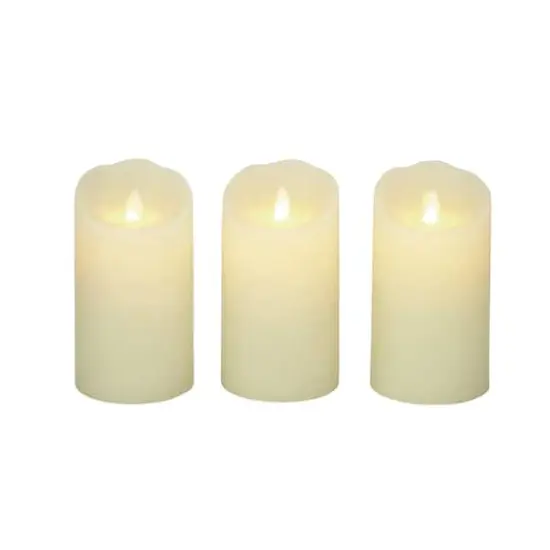 6" Beige Wax Flameless Candles, 3ct. {1}