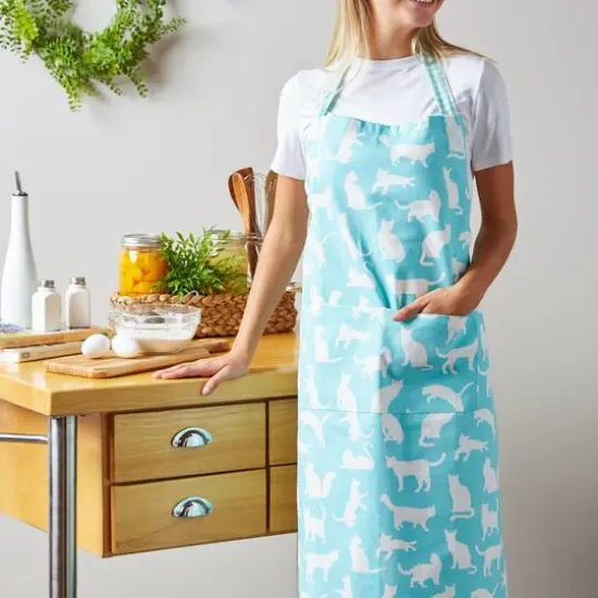 DII&reg; Cat Print Chef Apron Aqua {7}