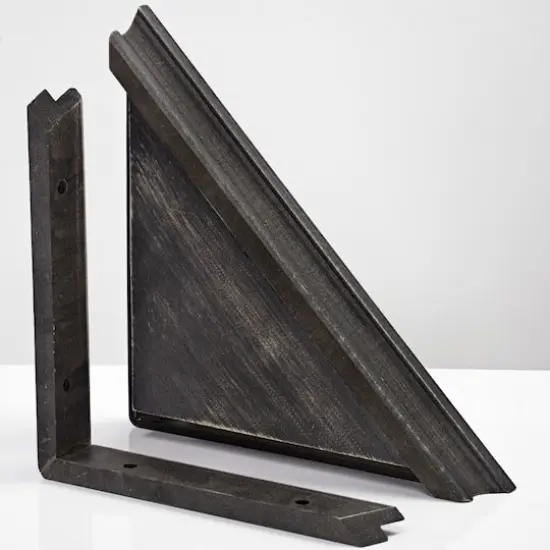 Beveled Floating Corner Shelves Set Black {7}