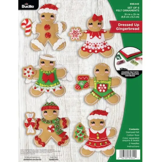 Bucilla&reg; Dressed-Up Gingerbread Felt Ornament Kit {1}