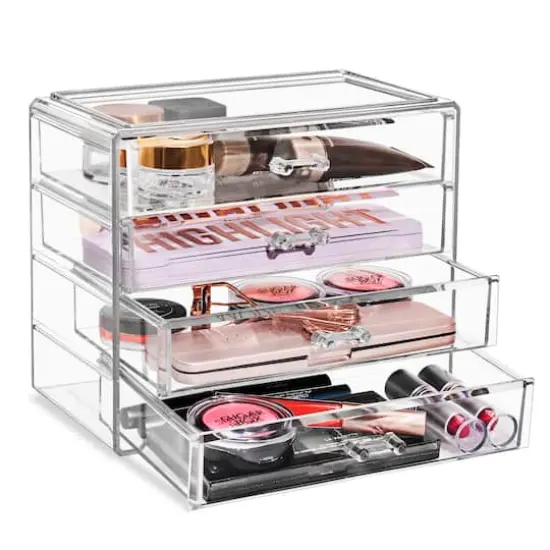 Sorbus 4-Drawer Makeup & Jewelry Storage Case Clear {1}