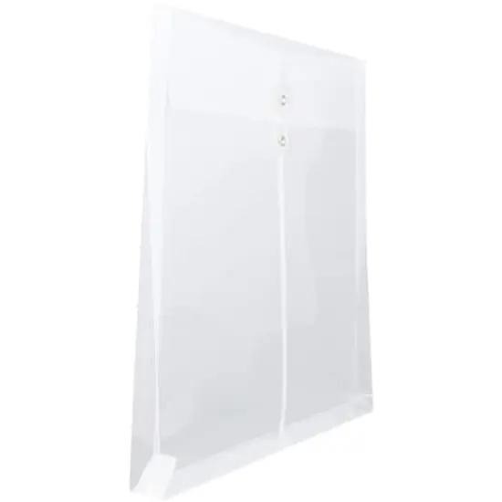 JAM Paper Letter Size Plastic Envelopes with Button & String Tie Closure, 12ct. Clear {5}