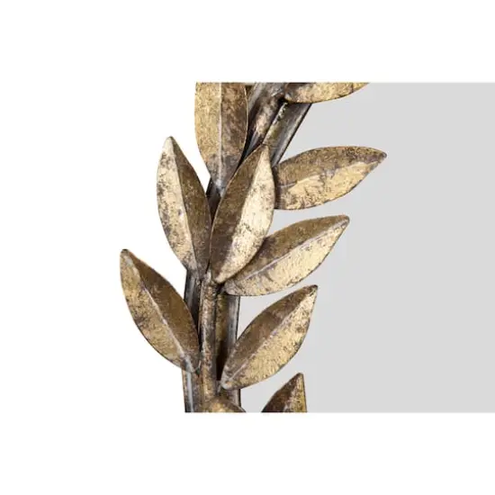 Hello Honey&reg; 18.5" Framed Round Antique Gold Metal Laurel Wreath Wall Mirror {7}