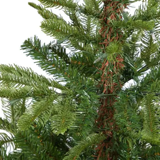 4.5ft. Pre-Lit Layered Washington Spruce Artificial Christmas Tree In White Planter, Clear LED Lights {6}