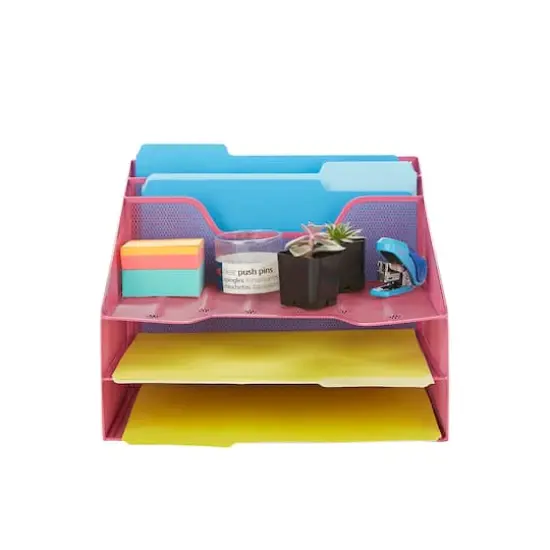Mind Reader 5-Compartment Desk Organizer Pink {5}