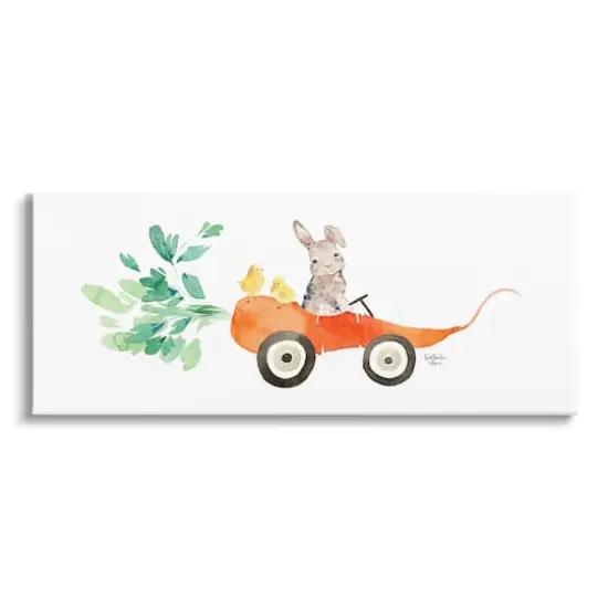 Stupell Industries Spring Rabbit Chicks Riding Seasonal Carrot Wagon Canvas Wall Art {1}