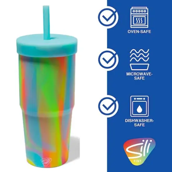 Silipint&reg; 32oz. Aqua & Sugar Rush Silicone Straw Tumblers {3}