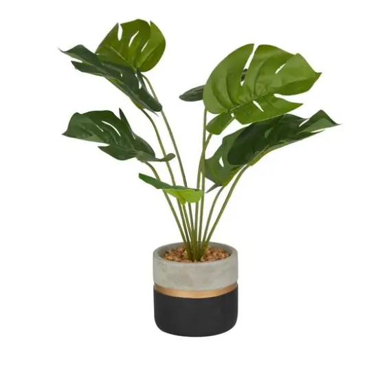 18" Green PVC Monstera Contemporary Artificial Foliage {3}