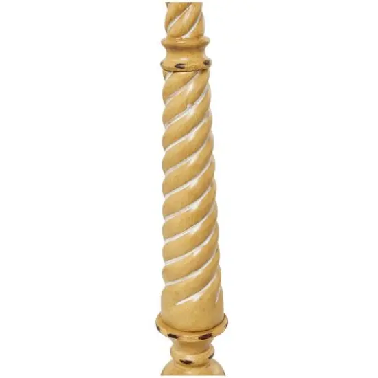 Brown Polystone Turned Style Floor Lamp with Drum Shade 16" x 16" x 60" {6}