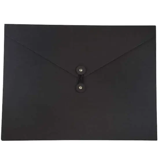 JAM Paper Black Kraft Portfolio with Button and String Closure 12.5" x 16.5" {1}
