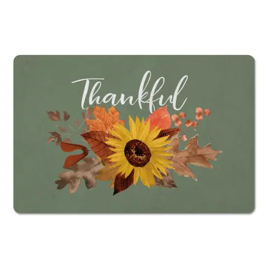 Thankful Fall Sunflower Floor Mat {1}
