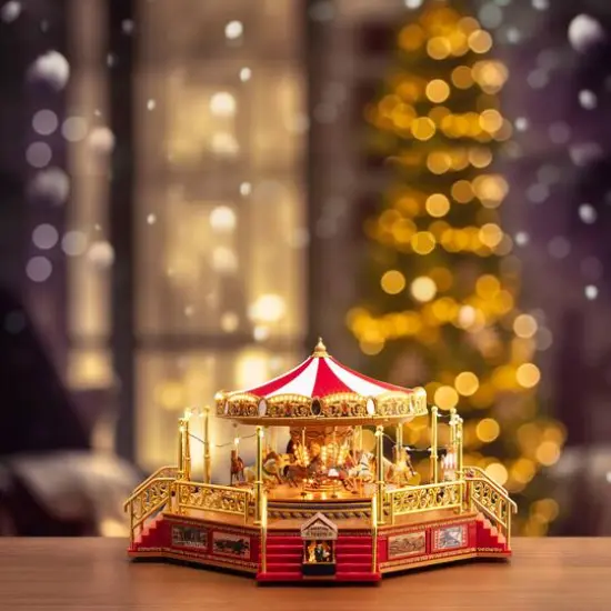 90th Anniversary Collection 8" Animated & Musical LED World's Fair Boardwalk Carouse Accent {3}