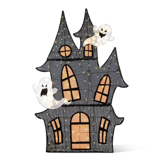Glitzhome&reg; 61.75"H Lighted Halloween 2D Haunted House Outdoor Decor {1}