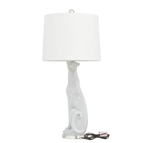 29" Polystone Glam Leopard Table Lamps, 2ct. White {4}