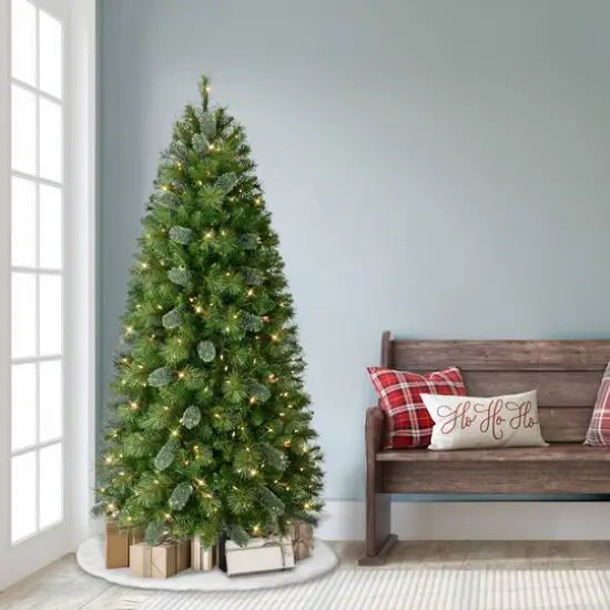 6.5ft Pre-Lit Slim Teton Pine Artificial Christmas Tree, Clear Lights {4}
