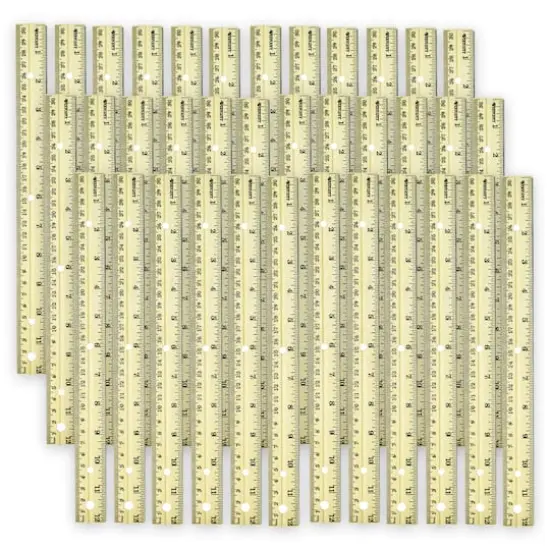 Westcott&reg; 12" Hole Punched Wood Ruler English and Metric with Metal Edge, 36ct. {1}