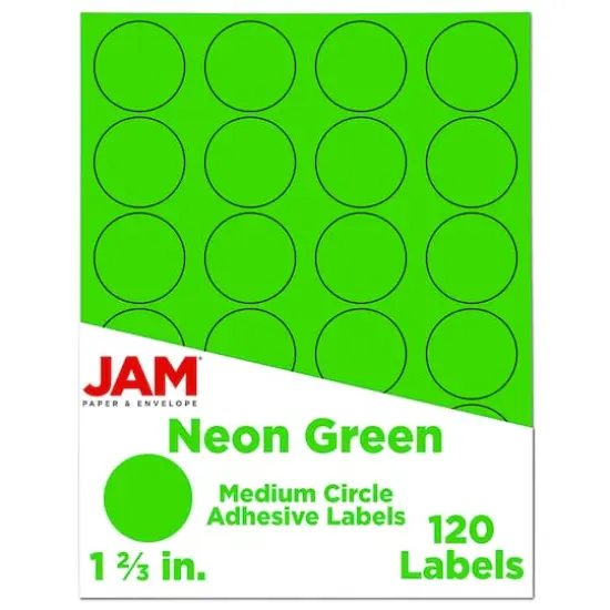 JAM Paper Circle Label Stickers Neon Green {1}