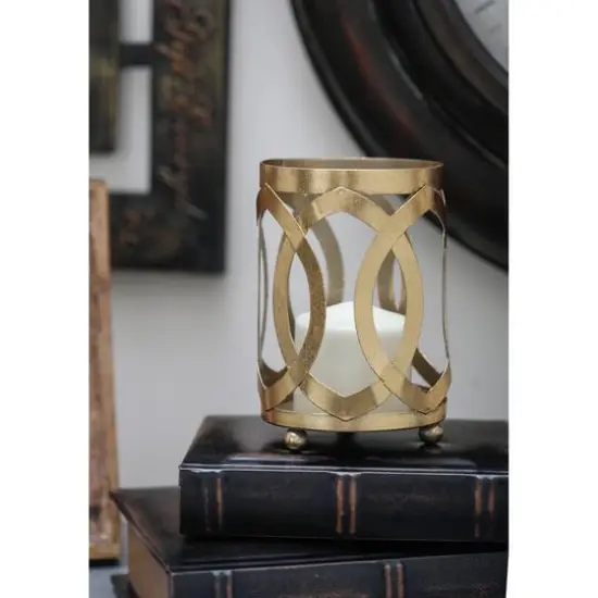8" Gold Iron Glam Candle Holder {8}