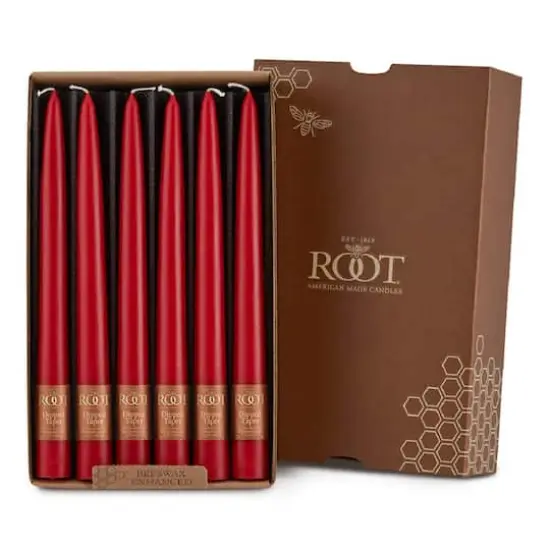 Root Candles 9" Unscented Taper Candles, 12ct. Red {1}