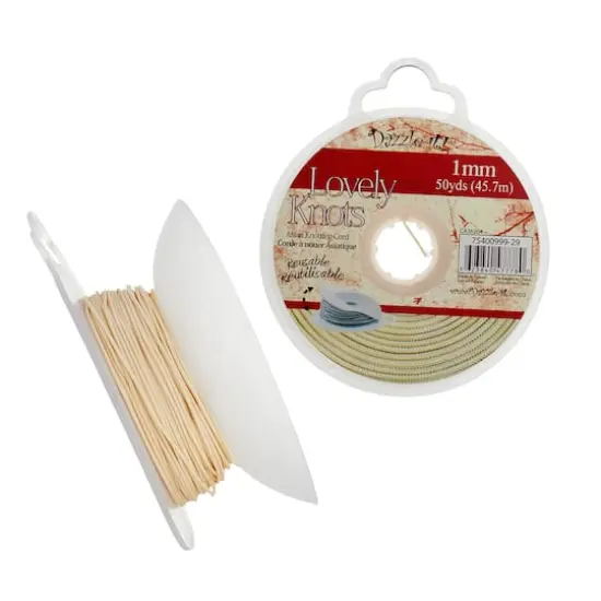 John Bead Lovely Knots 1mm Asian Knotting Cord with Bobbin, 50yd. Ivory {1}