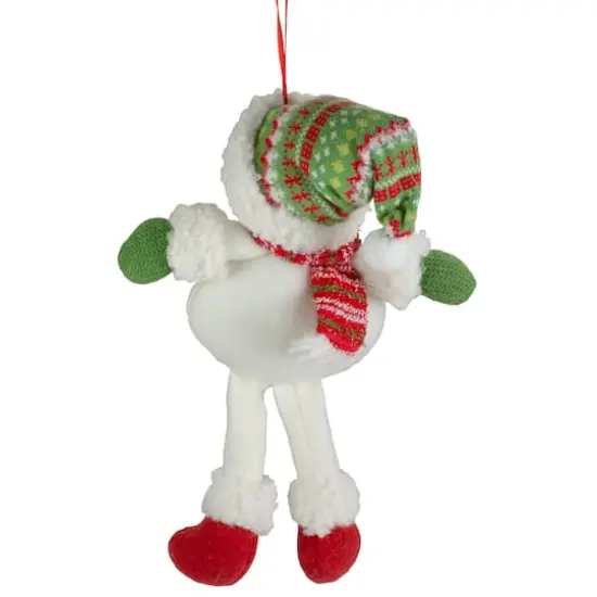 13" Jolly Smiling Plush Snowman Hanging Christmas Ornament {5}