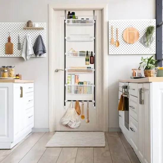 Household Essentials Over the Door Basket Storage Rack White {3}