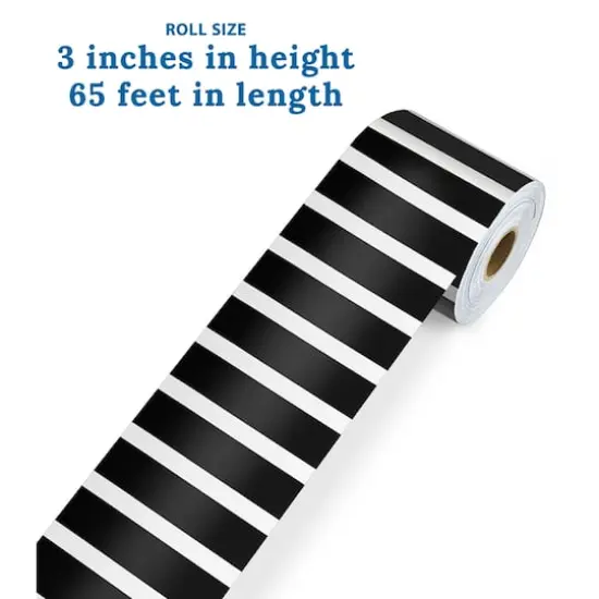 Carson Dellosa&reg; Black & White Vertical Stripes Rolled Straight Border, 195ft. {4}
