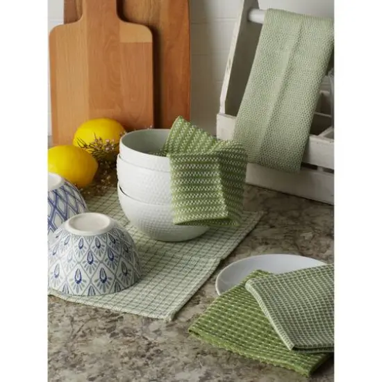 DII&reg; Antique Green Mixed Pattern Dishcloths, 5ct. {10}
