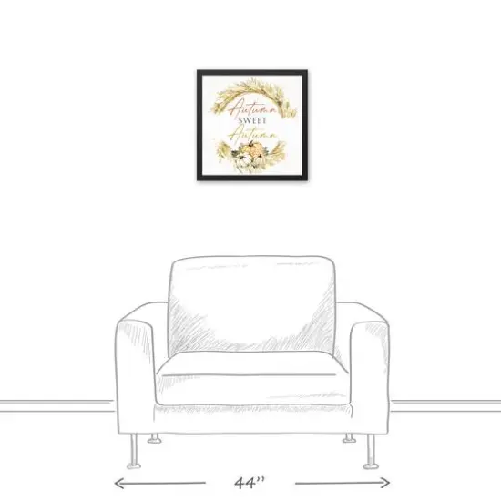 Autumn Hay Wreath Canvas Wall Art with Black Frame {4}