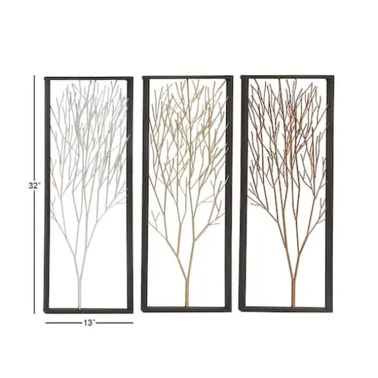 32" Black Metal Modern Floral Wall D&eacute;cor Set {9}