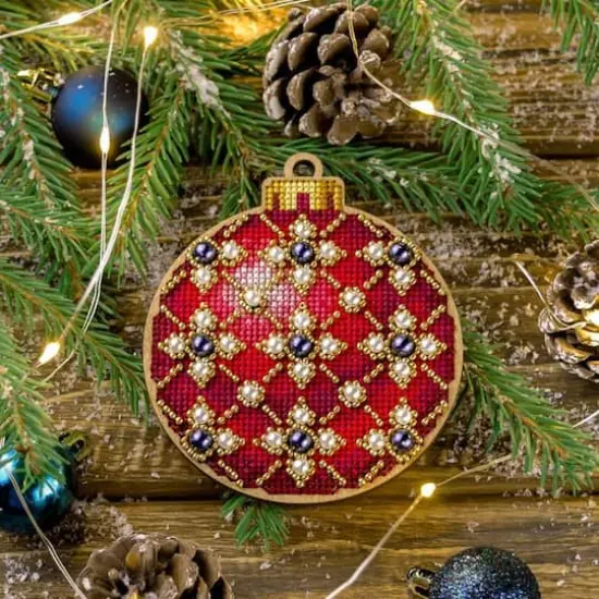 Wonderland Crafts Red & Gold Ornament Cross-Stitch Kit {1}