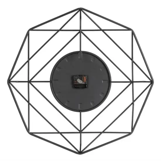 Glitzhome&reg; 24" Modern Metal Black & Golden Octagon Design Wall Clock {4}