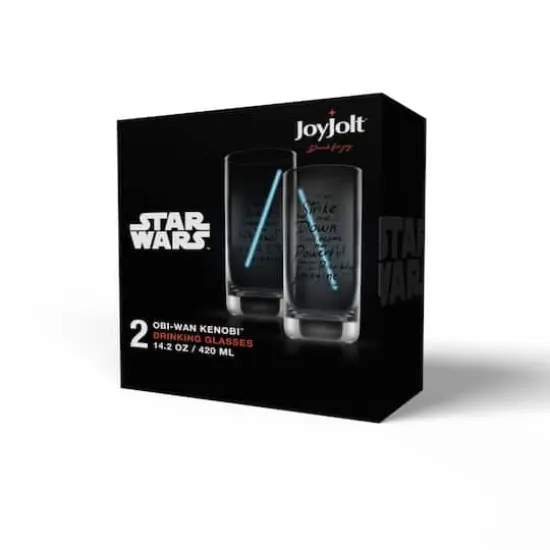 JoyJolt&reg; Star Wars&trade; 14.2oz. New Hope Obi-Wan Kenobi Blue Lightsaber Tall Drinking Glass, 2ct. {9}